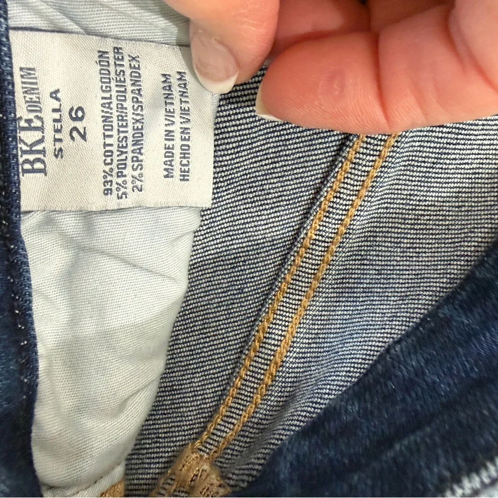 BKE Dark Blue Frayed Jean Shorts - Picture 4 of 7